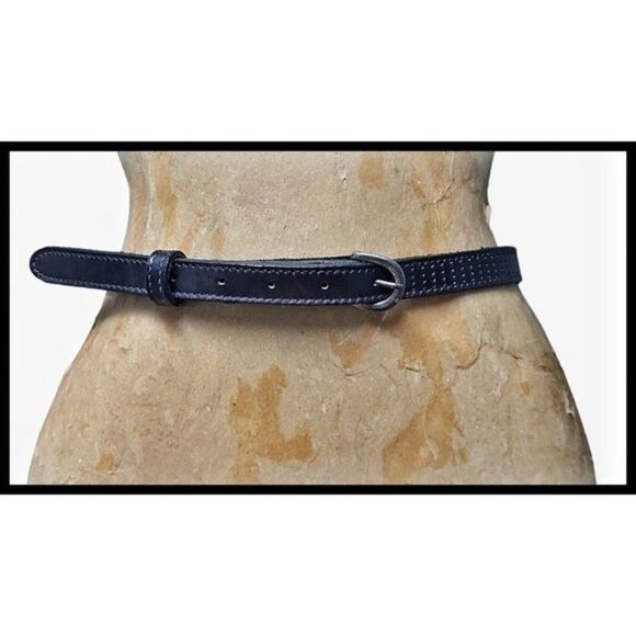 BED|STU Leather Belt 2 Snap Metal Buckle Strap Perforated Dot Gunmetal Large - Picture 1 of 11